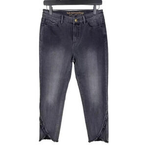 Soft Surroundings Boyfriend jeans Faded Black Assymmetrical raw hems size 14